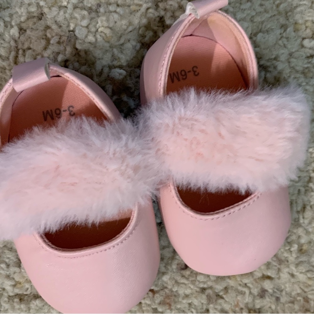 Pink Fuzzy Strap Kids Shoes